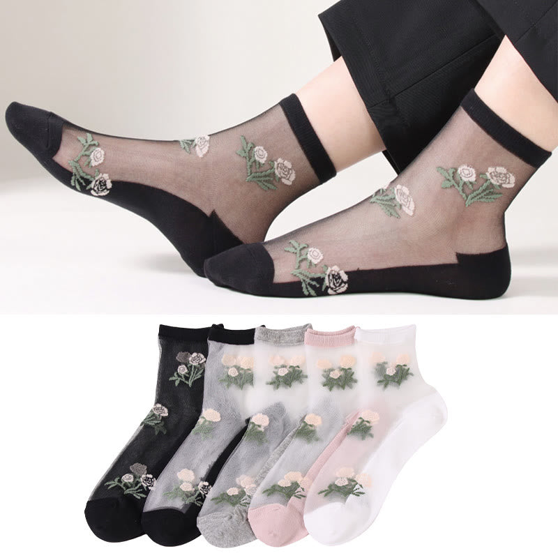 Chaussettes élégantes à fleurs (5 paires) - image 0