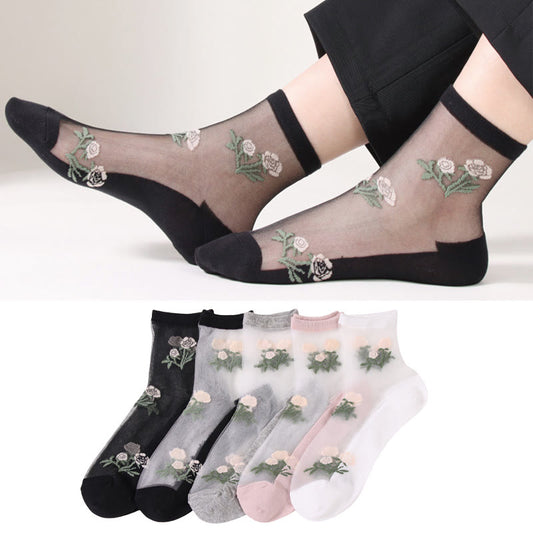 Chaussettes élégantes à fleurs (5 paires) - image 0