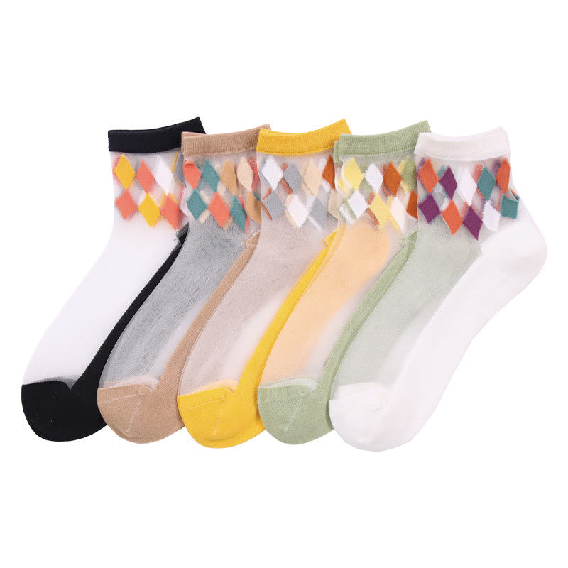 Chaussettes élégantes à motif losange (5 paires) - Multicolore - EU36-40 (US3-7) - image 13