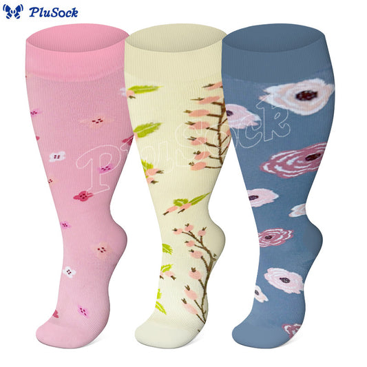 Chaussettes de compression rose luth grande taille (3 paires) - image 0