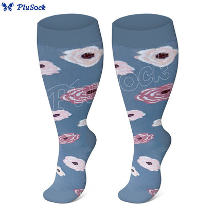 Chaussettes de compression grande taille à motif chrysanthème rose (3 paires) - image 4