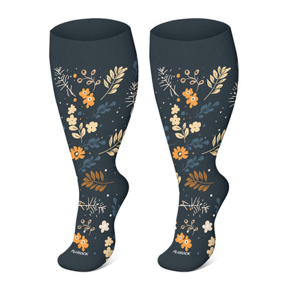 Chaussettes de compression à fleurs harmonieuses grande taille 2XL-4XL - image 10
