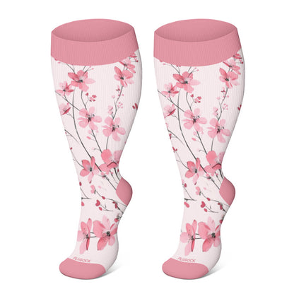 Chaussettes de compression à fleurs harmonieuses grande taille 2XL-4XL - Rose foncé - 4XL - image 11