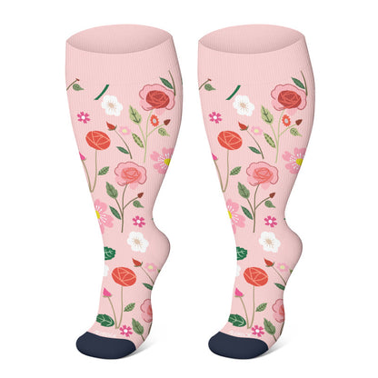 Chaussettes de compression à fleurs harmonieuses grande taille 2XL-4XL - image 8
