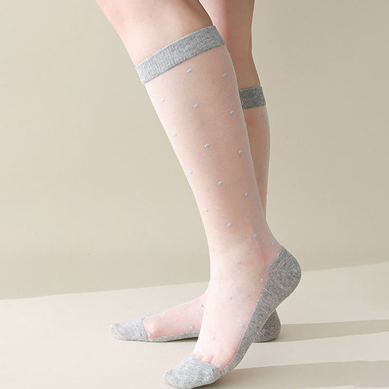 Chaussettes à pois mignons (5 paires) - Gris - EU36-40 (US3-7) - image 6