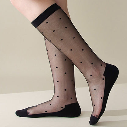 Chaussettes à pois mignons (5 paires) - Noir - EU36-40 (US3-7) - image 1