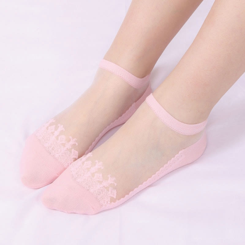 Chaussettes transparentes Jacquard (6 paires) - Rose - EU36-40 (US3-7) - image 9