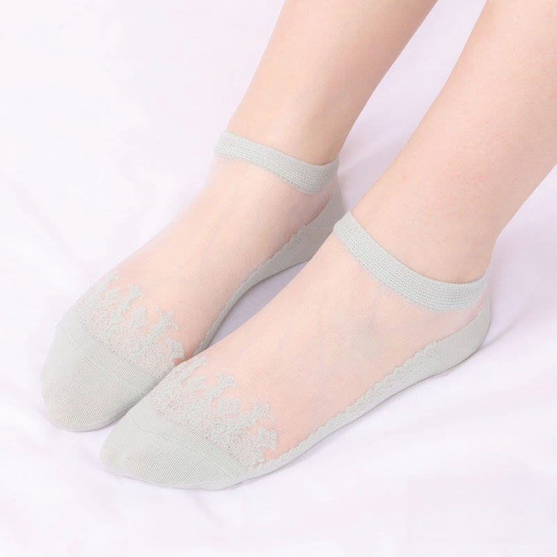 Chaussettes transparentes Jacquard (6 paires) - Vert clair - EU36-40 (US3-7) - image 15