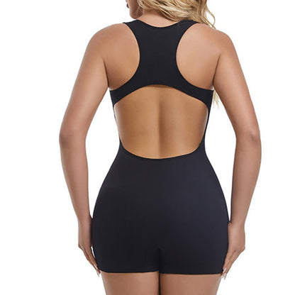 Body sans coutures à dos nageur de couleur unie