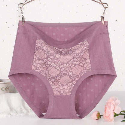 Culotte taille haute en coton et dentelle florale (lot de 3)