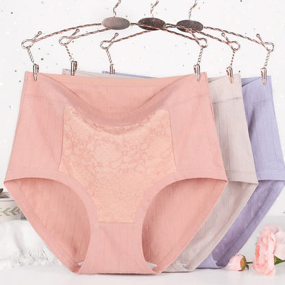 Culotte taille haute en coton et dentelle florale (lot de 3)