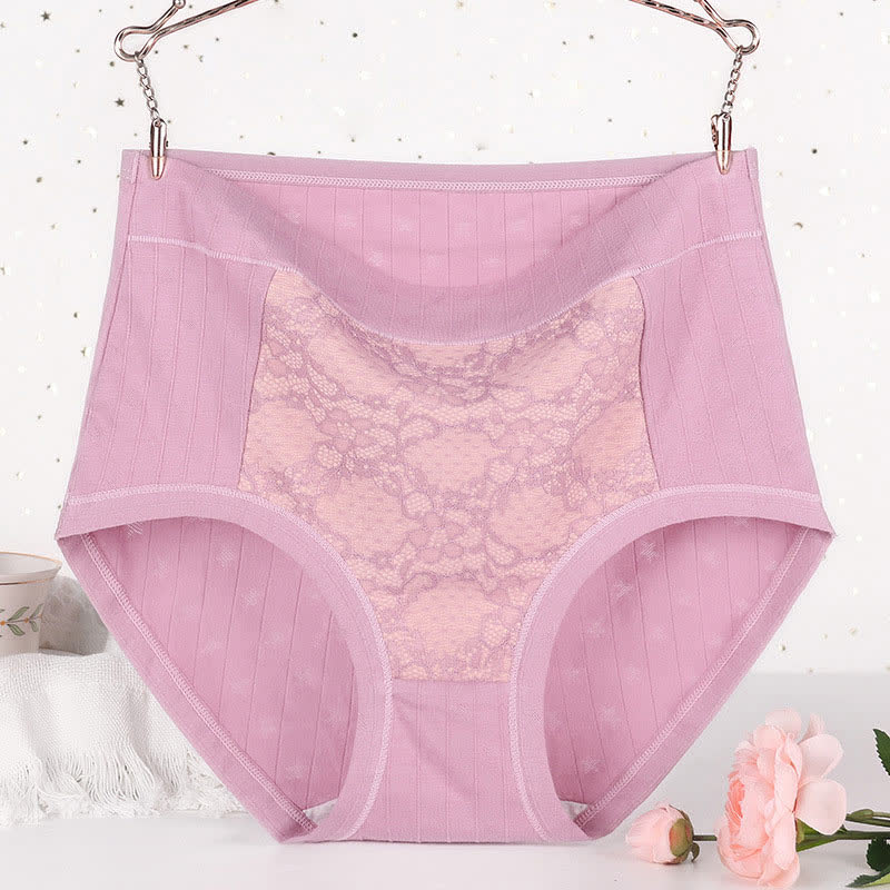 Culotte taille haute en coton et dentelle florale (lot de 3)