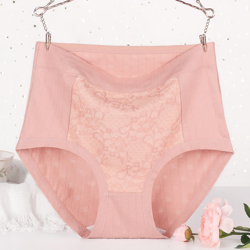 Culotte taille haute en coton et dentelle florale (lot de 3)