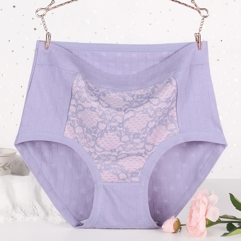 Culotte taille haute en coton et dentelle florale (lot de 3)