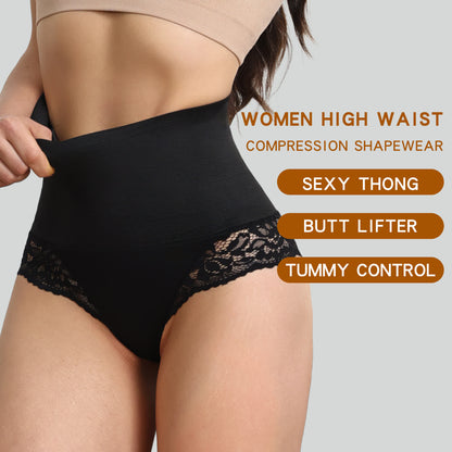 Culotte gainante en dentelle taille moyenne