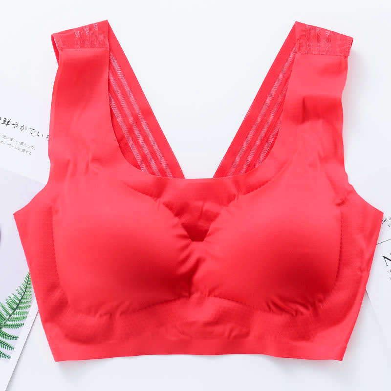 Soutien-gorge sans coutures et sans armatures avec dos design - Rouge - 7XL - image 4