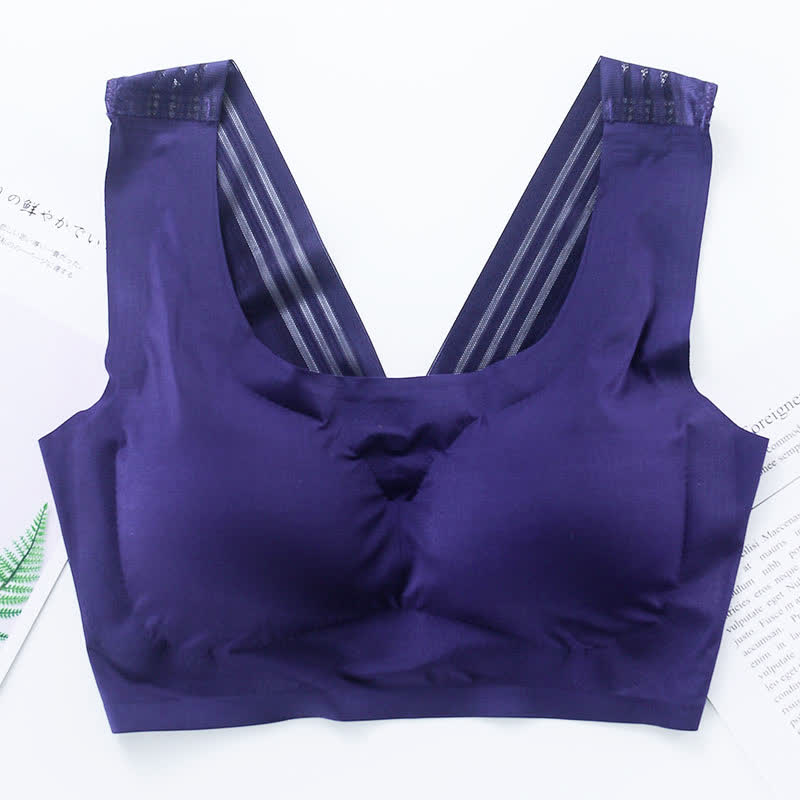 Soutien-gorge sans coutures et sans armatures avec dos design - Bleu marine - 7XL - image 13