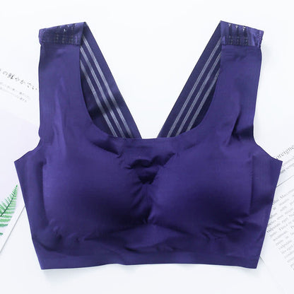 Soutien-gorge sans coutures et sans armatures avec dos design - Bleu marine - 7XL - image 13