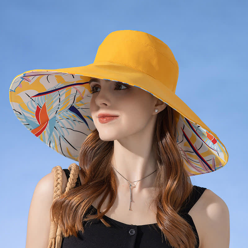 Chapeau bob réversible à large bord - Jaune - Taille unique - image 5