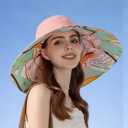 Chapeau bob réversible à large bord - Rose - Taille unique - image 0