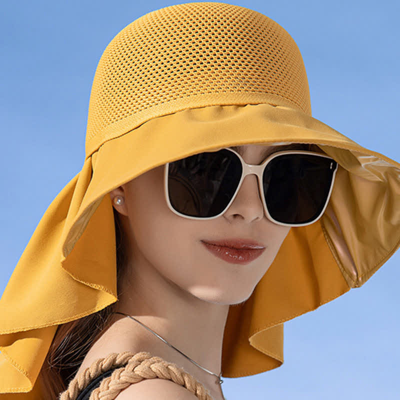 Chapeau bob respirant à large bord avec nœud - Jaune - Taille unique - image 1