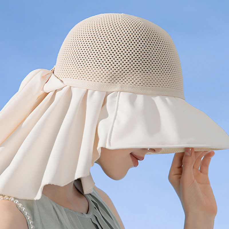 Chapeau bob respirant à large bord avec nœud