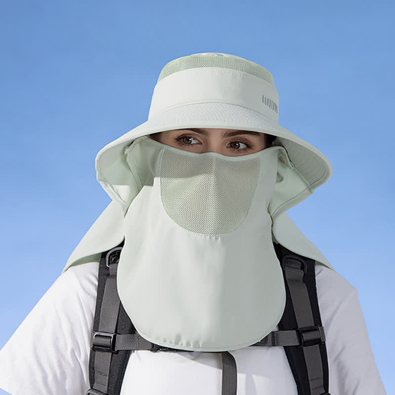 Chapeau bob de protection solaire avec foulard intégré - image 12