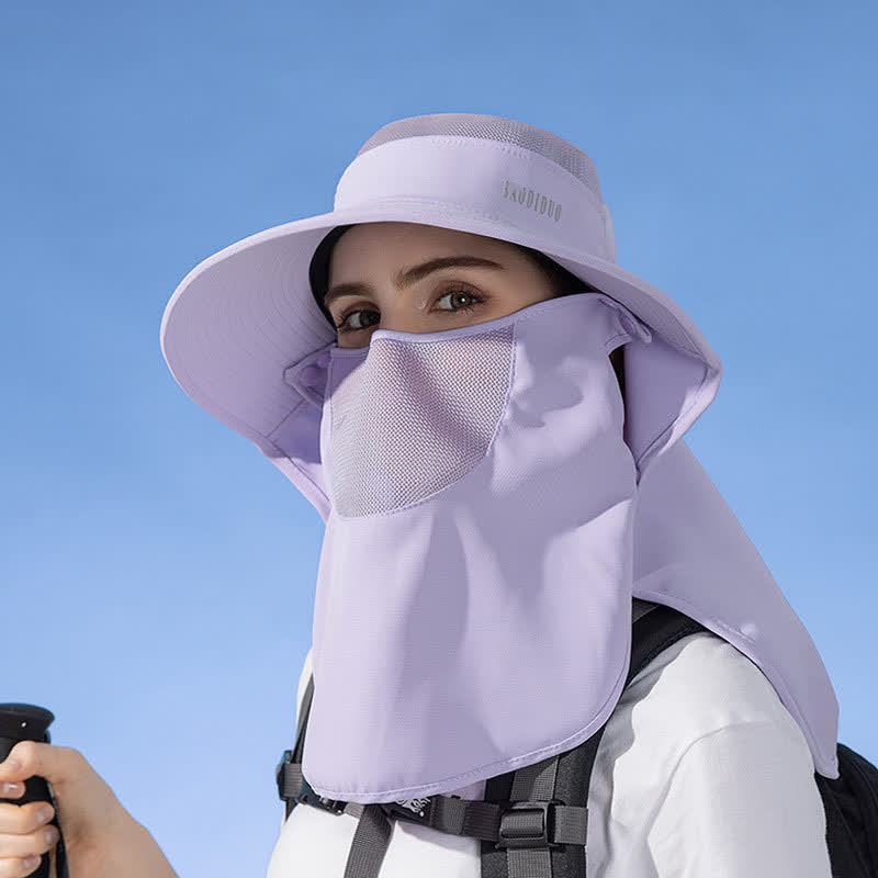 Chapeau bob de protection solaire avec foulard intégré - Violet - Taille unique - image 1