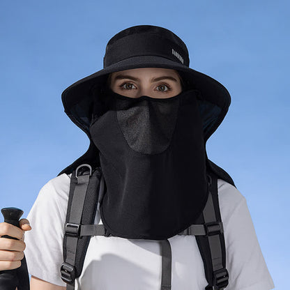 Chapeau bob de protection solaire avec foulard intégré