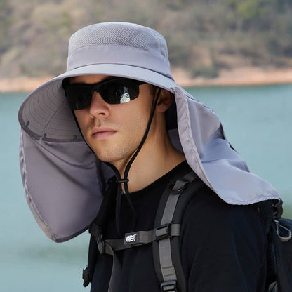 Chapeau de protection solaire avec rabat de nuque amovible - Gris - Taille unique - image 3