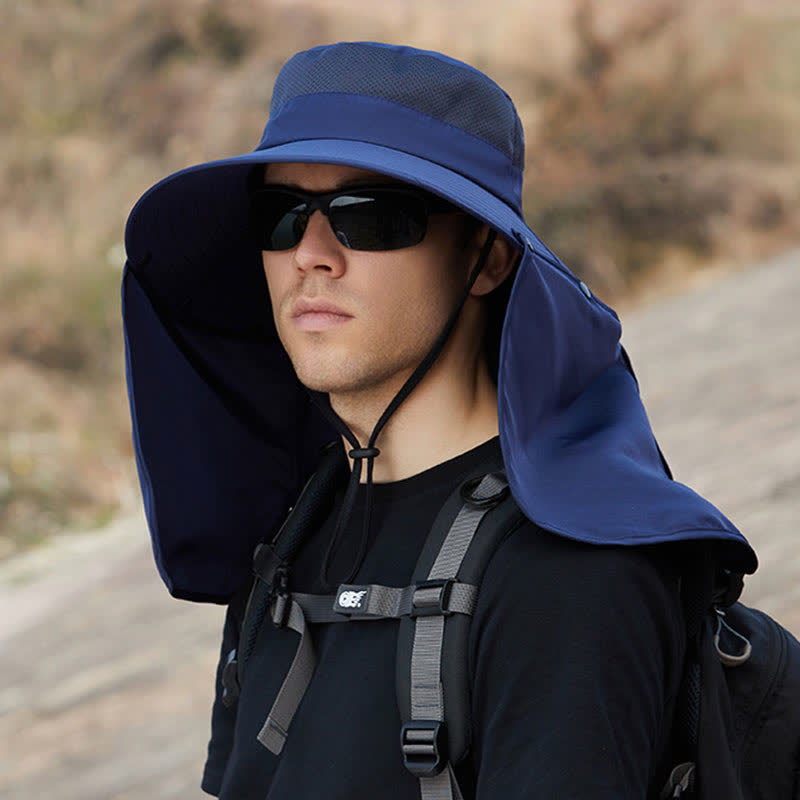 Chapeau de protection solaire avec rabat de nuque amovible - Bleu marine - Taille unique - image 11