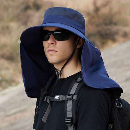 Chapeau de protection solaire avec rabat de nuque amovible - Bleu marine - Taille unique - image 11