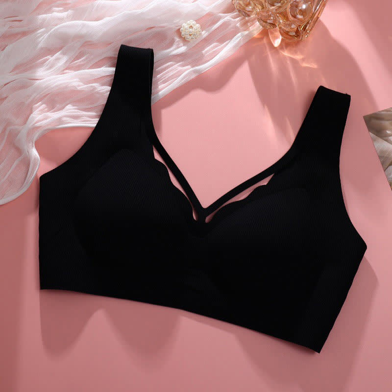 Soutien-gorge fin sans armatures à la mode - Noir - 6XL - image 23