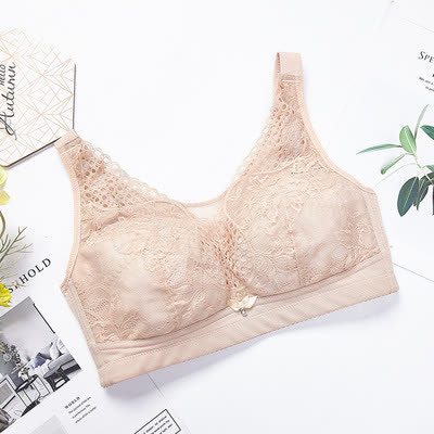 Soutien-gorge léger sans armatures à broderie florale - Nu - 44 - D - image 7