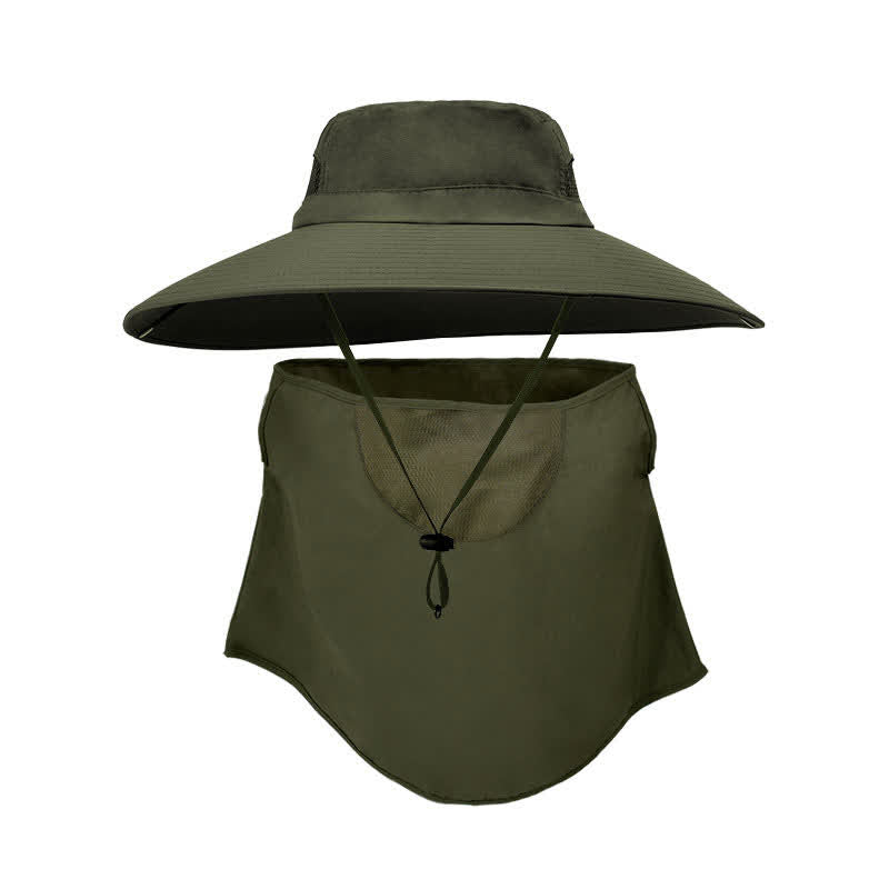 Masque de protection solaire d'extérieur, chapeau bob - Vert foncé - Taille unique - image 9