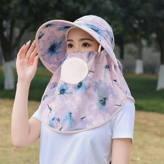 Chapeau de soleil respirant à motif floral élégant - Violet - Taille unique - image 0