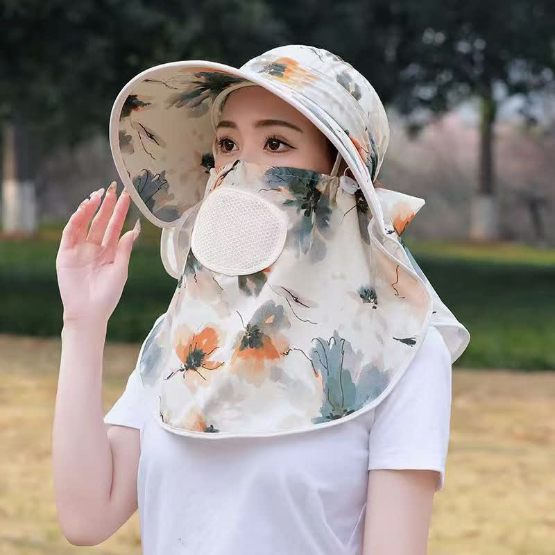 Chapeau de soleil respirant à motif floral élégant - Kaki - Taille unique - image 6