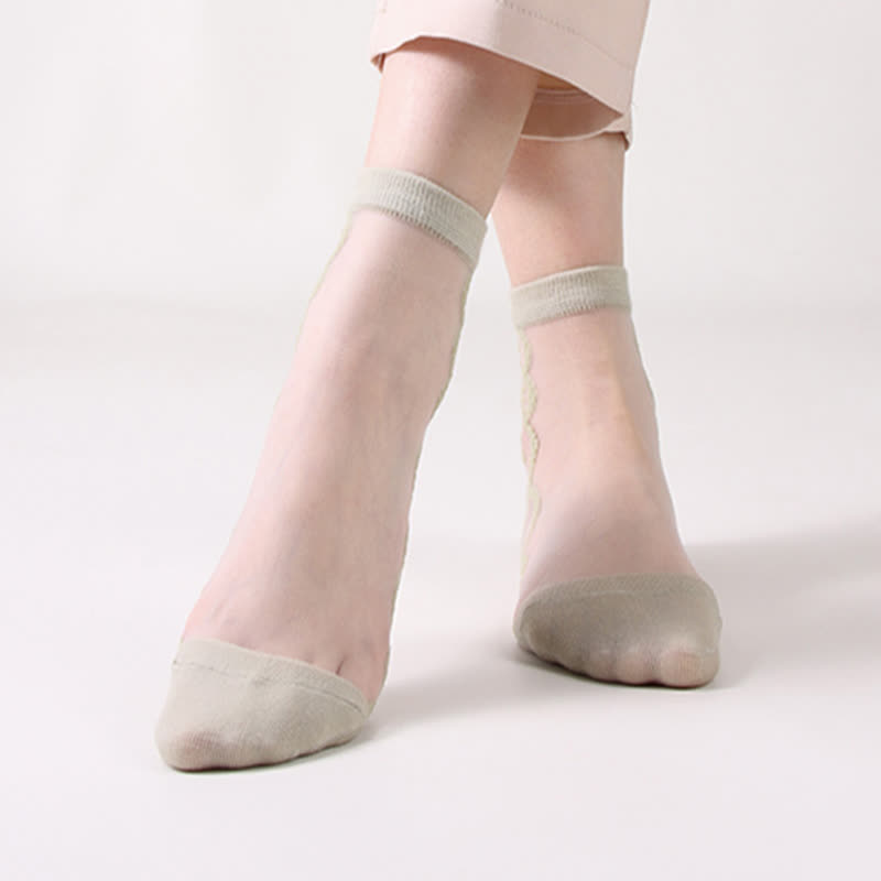 Chaussettes courtes en coton transparent à motifs floraux (8 paires) - image 15