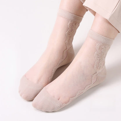 Chaussettes en coton transparent à fleurs grande taille (8 paires) - Nu - EU36-40 (US3-7) - image 13