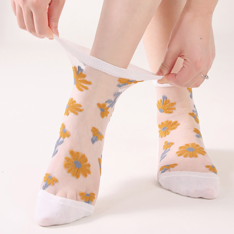 Chaussettes ultra-fines transparentes à motif marguerites (6 paires) - image 5