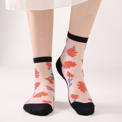 Chaussettes ultra-fines transparentes à motif marguerites (6 paires) - image 6