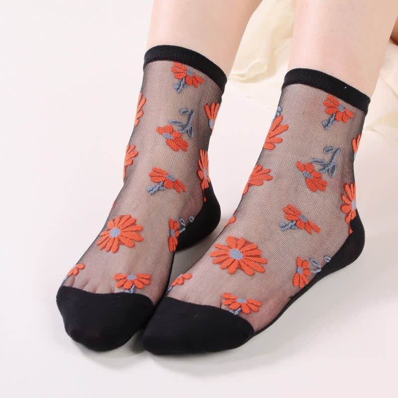 Chaussettes ultra-fines transparentes à motif marguerites (6 paires) - Noir - EU36-40 (US3-7) - image 7