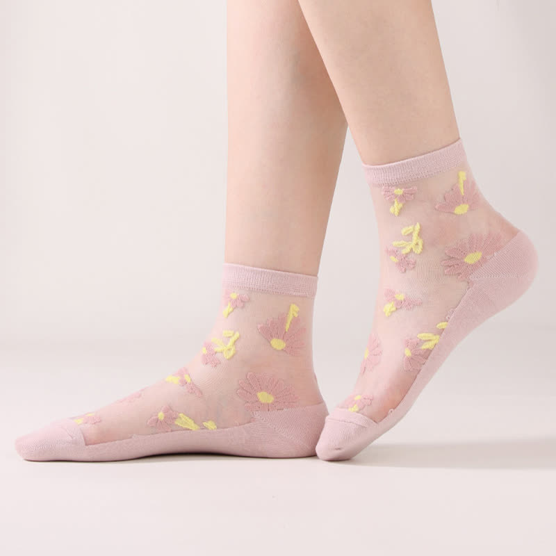 Chaussettes ultra-fines transparentes à motif marguerites (6 paires) - image 10