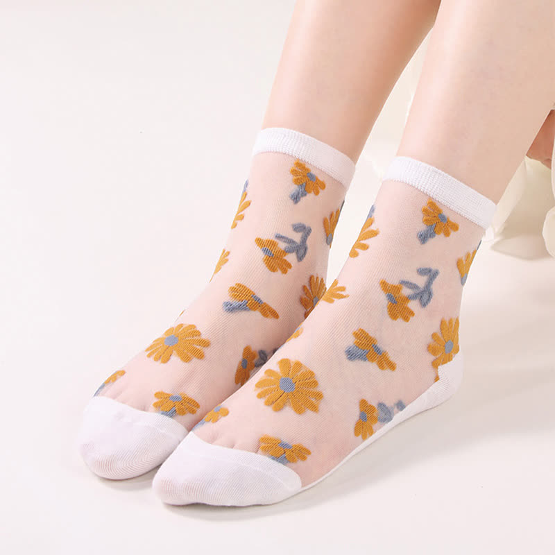 Chaussettes ultra-fines transparentes à motif marguerites (6 paires) - Blanc - EU36-40 (US3-7) - image 2