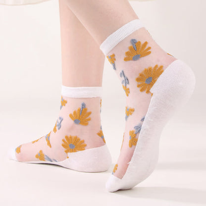 Chaussettes ultra-fines transparentes à motif marguerites (6 paires) - image 3