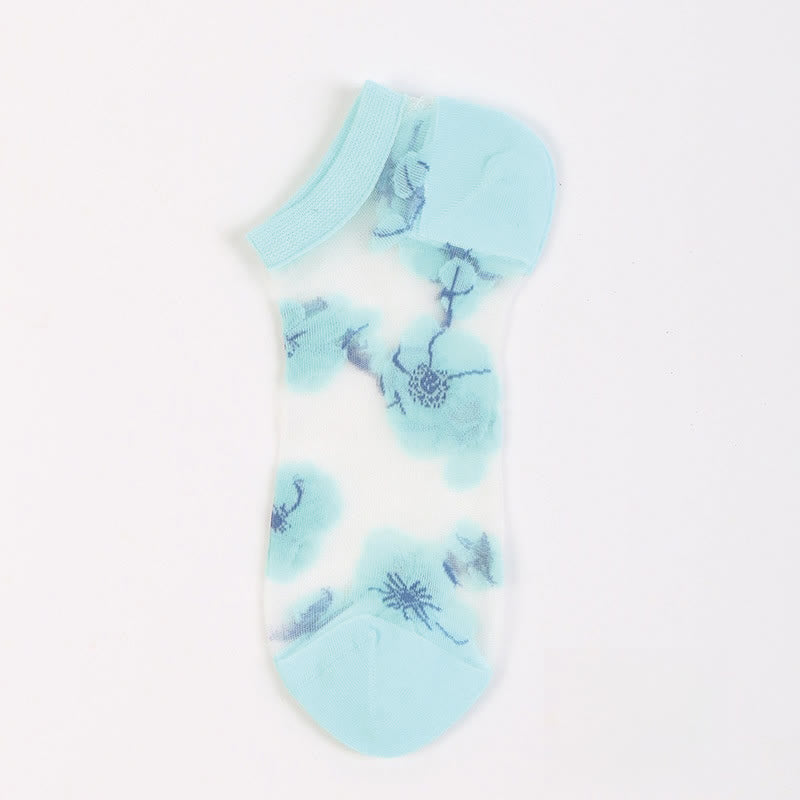 Chaussettes transparentes légères et respirantes à motif floral (5 paires) - Bleu clair - EU36-40 (US3-7) - image 8