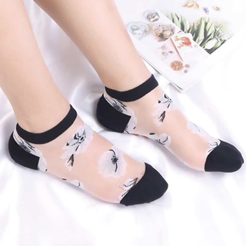 Chaussettes transparentes légères et respirantes à motif floral (5 paires) - image 14
