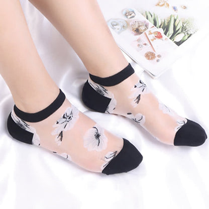 Chaussettes transparentes légères et respirantes à motif floral (5 paires) - image 14