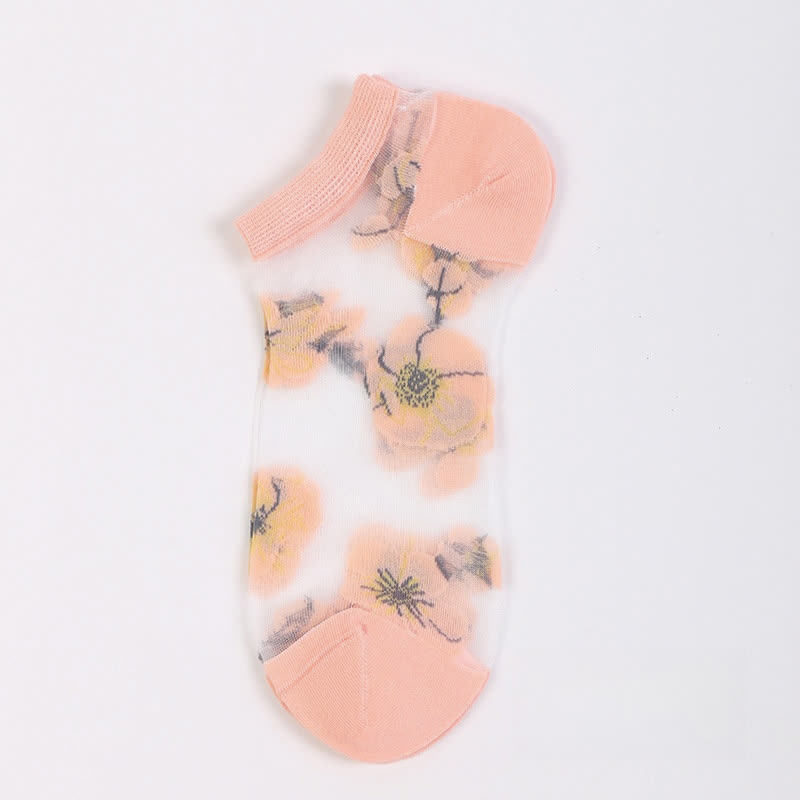 Chaussettes transparentes légères et respirantes à motif floral (5 paires) - Rose clair - EU36-40 (US3-7) - image 6
