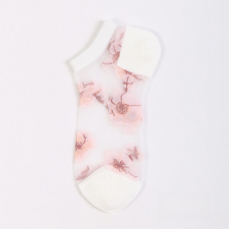 Chaussettes transparentes légères et respirantes à motif floral (5 paires) - Blanc - EU36-40 (US3-7) - image 13